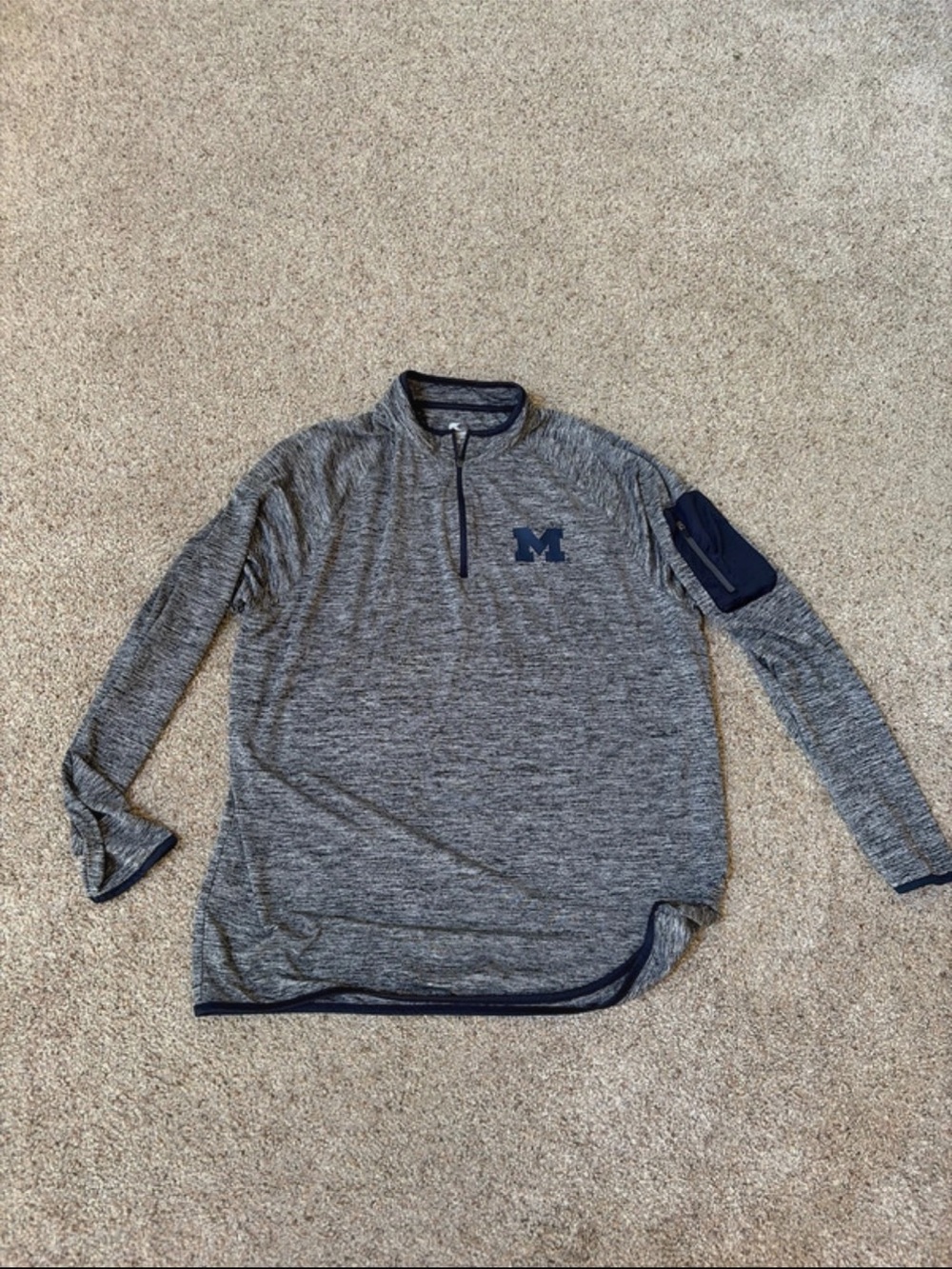 Gray Heather 1/4 Zip Pullover Michigan